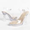 Pesstwei Big Size 43 CRYSTAL PVC Transparent High Heels Women Sandals Fashion Chunky Platform Buckle Strap Shoes