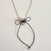 Stylish Necklace with Heart Line Bowknot Pendant Unique Bowknot and Heart Pendant Necklace Simple Clavicular Chain Charm