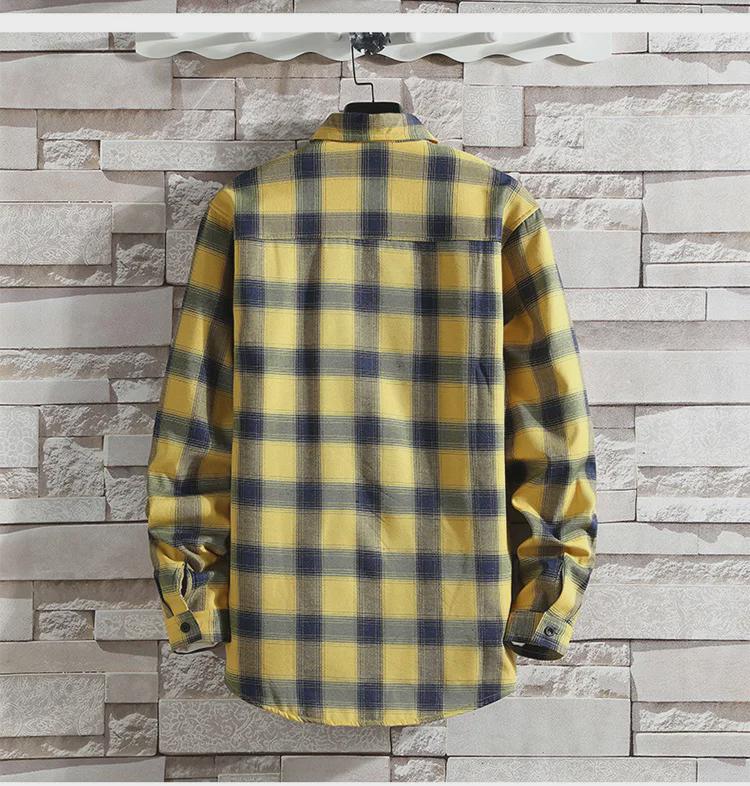 2023 Men's Plus Velvet Warm Plaid Shirt: Thick, Brushed, Slim Fit, Casual Korean Style.