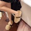 French Fluffy Shoes for Women's Outer Wear 2025 Autumn and Winter New One-pedal Plush Mary Jane Doudou Single Shoes Cotton Shoes