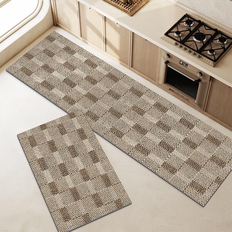 Kitchen Mat Modern Minimalism Long Strip Runner Rug Non-slip Anti-fouling Oil-proof Kitchen Carpet Home PVC Leather Washable Mat