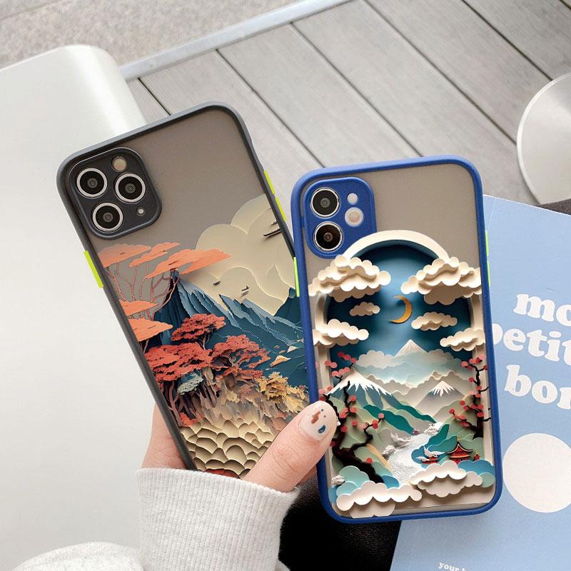 Landscape Printing phone case For iPhone 17 16 15 14 11 12 13 Pro Max Mini 16 Plus XS X XR Creative Mountains Shockproof Cover