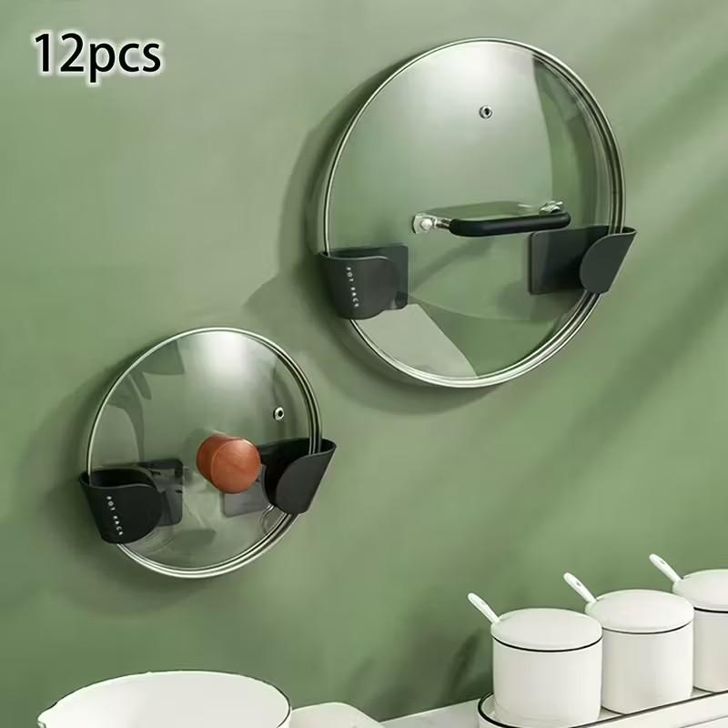 1 Pair of No-Drilling Plastic Jar Lid Storage Racks Wall-mounted Storage Rack for Organizing Jar Lids and Utensils Space-saving