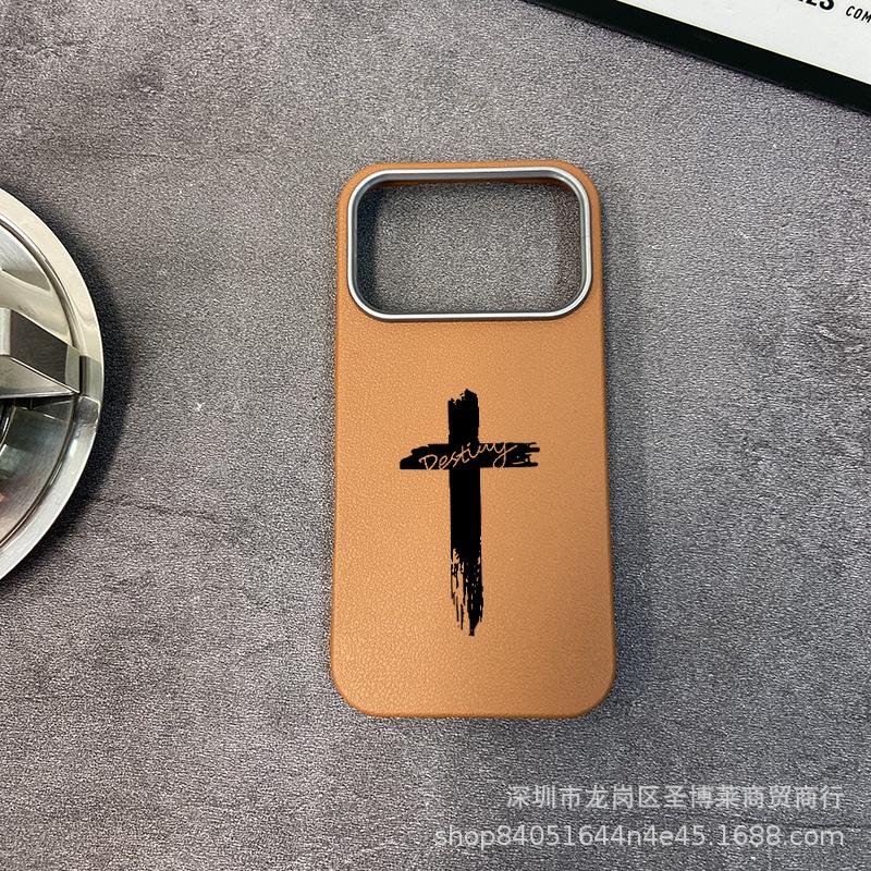 The new foreign trade model is suitable for iPhone17promax mobile phone case, Apple 16 all-inclusive 15 anti-drop 13 leather pattern protective case.
