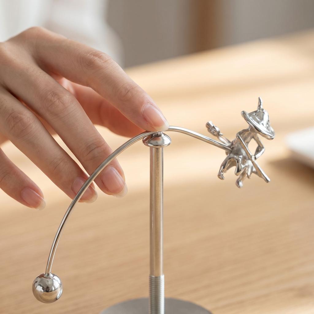 Metall Hexe Balancekugel Wobbler Ornament
