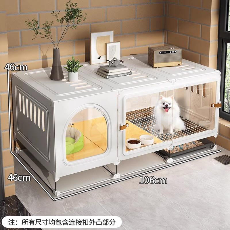 Cage pour Petit Chien avec Toilettes Luxe Une Pièce Un Salon Villa pour Animaux de Compagnie Cage pour Chiots avec Zone Toilettes Séparée Maison pour Chiens d'Intérieur