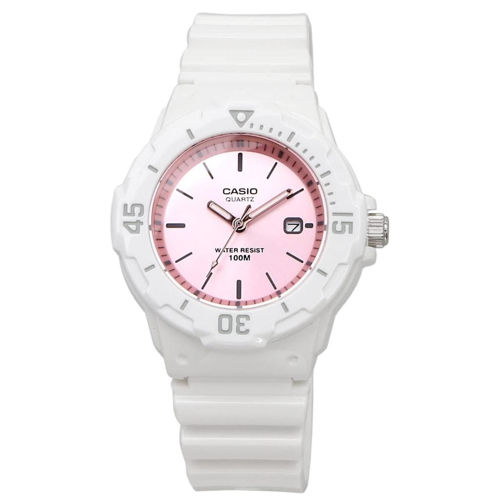 Casio LRW-200H-4E3V Analog Watch for Women and Kids, Gloss White with Pink Metallic, Overseas Model [Parallel Import]