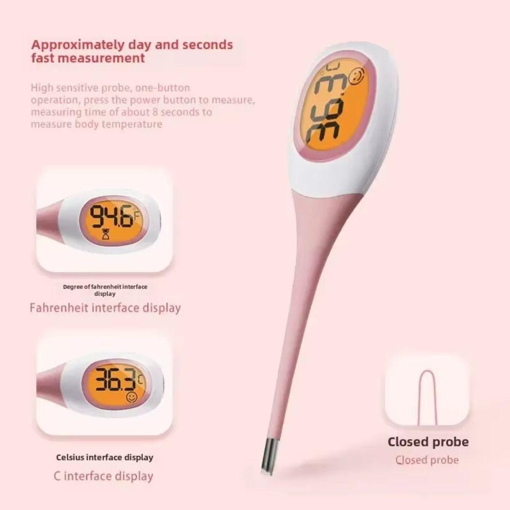8 Seconds Digital Thermometer Backlit Display LCD Thermometer LCD Display Fever Thermometer  Cat