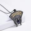 Fan-Shaped Blue Retro Zircon Necklace, Two-Color Black Gold, Please Consult Customer Service For Copper Design.
