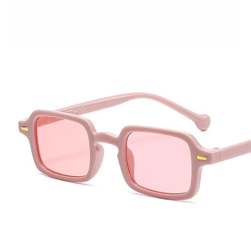 Vintage Square Sunglasses Woman Retro Rivet Yellow Glasses Female  Designer Fashion Black Shades UV400 Oculos De Sol