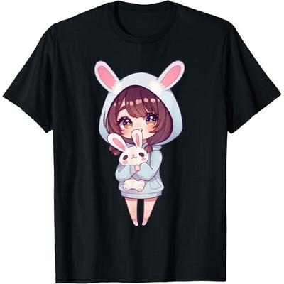 Anime Girl With Bunny Kawaii Easter Japanese Otaku Girl T-Shirt
