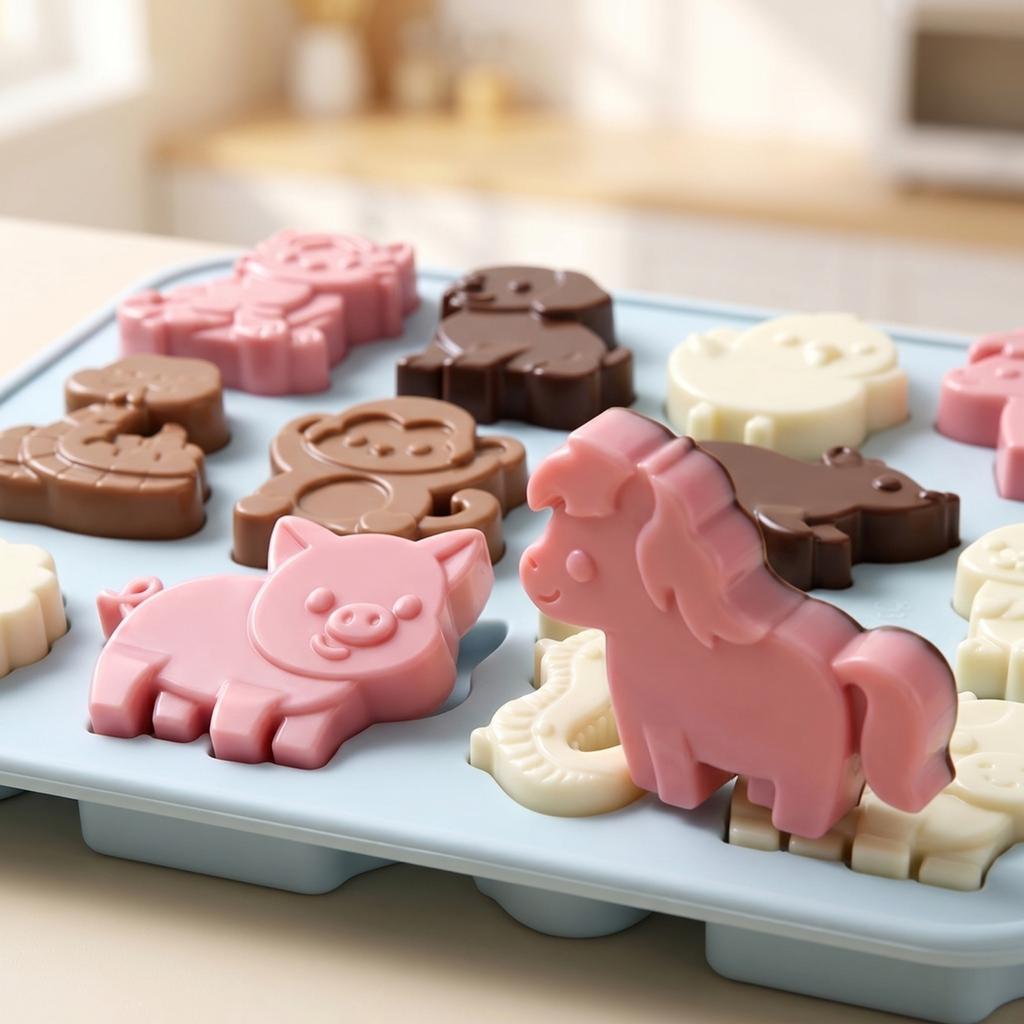 Animal Shaped Silicone Mold for Baking Candy Chocolate Cake Molds Reusable Flexible Non Stick Tray for Kitchen Use