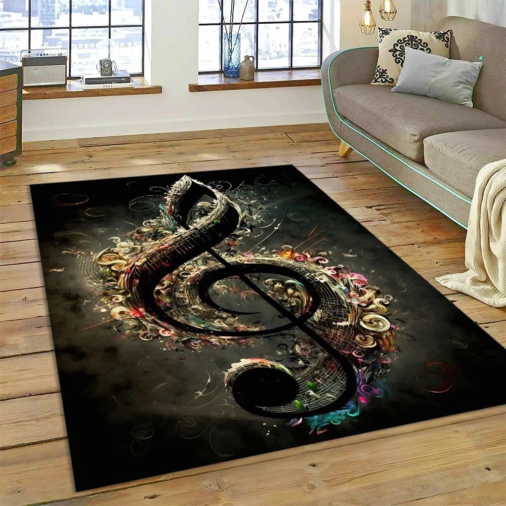 Retro Music Note Carpet for Bedroom  Vintage  Large 3D Printed Home Carpet Living Room Sofa Table Soft Non-Slip Floor Mat