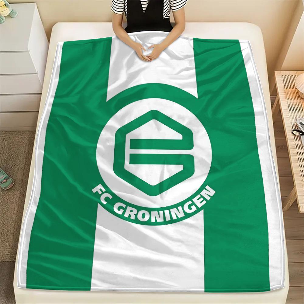 FC Groningen Koc Flanelowy z Nadrukiem, Wysoka jakość, Wygodny na Wszystkie Pory Roku, Wystrój Domu, Ciepło i Komfort