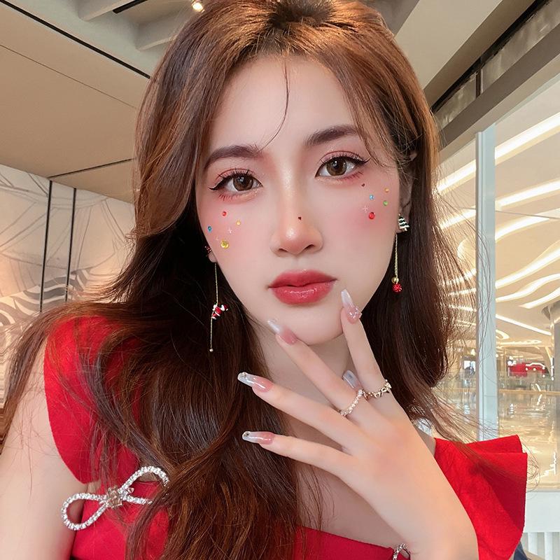 Santa Claus Asymmetrical Tassel Stud Earrings