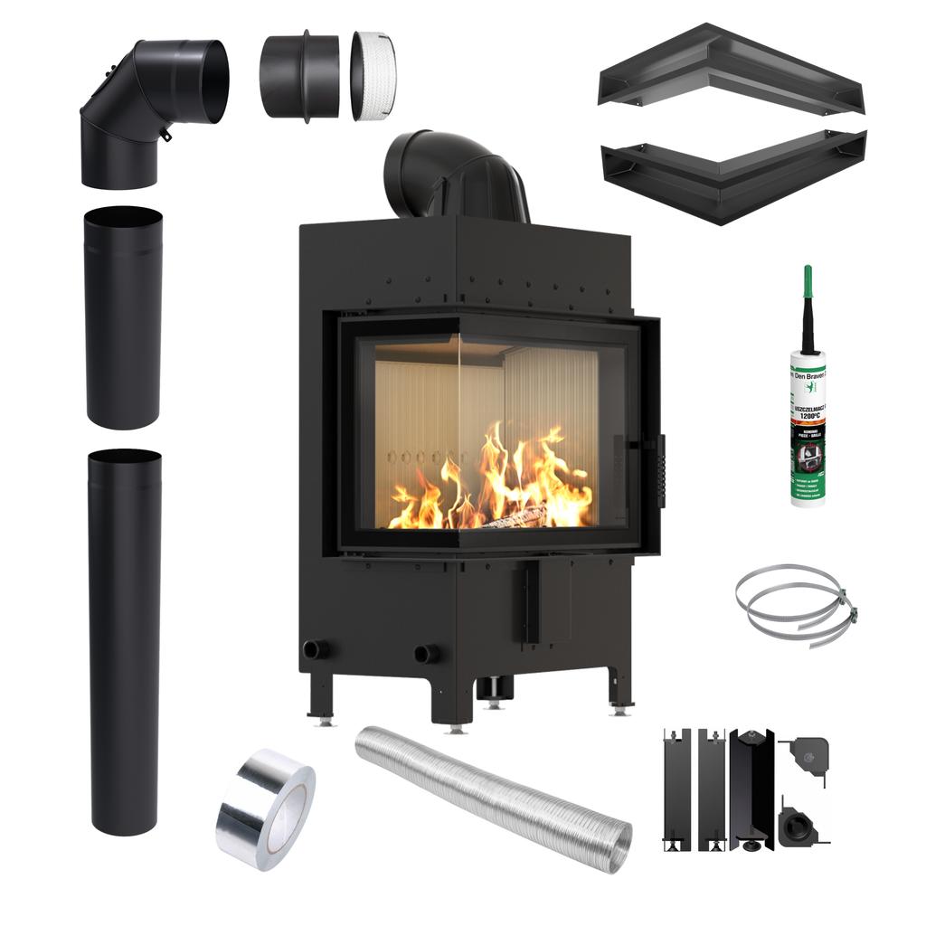 Fireplace Insert KRATKI LUCY Left 12 kW Ø200 Closing and Mounting Kit