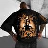 New Summer Men's Cotton T-Shirt Super Loose Charizard Printed Street Trend Casual Loose Fit Parent-child Top