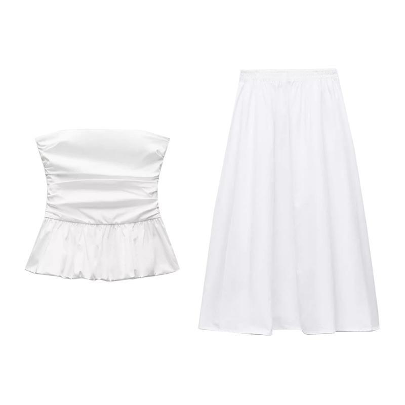 Spring New Women's Clothing Fashion Wind Wave Edge Poplin Tops 476401 800 Pleated Midi Dress 4764400