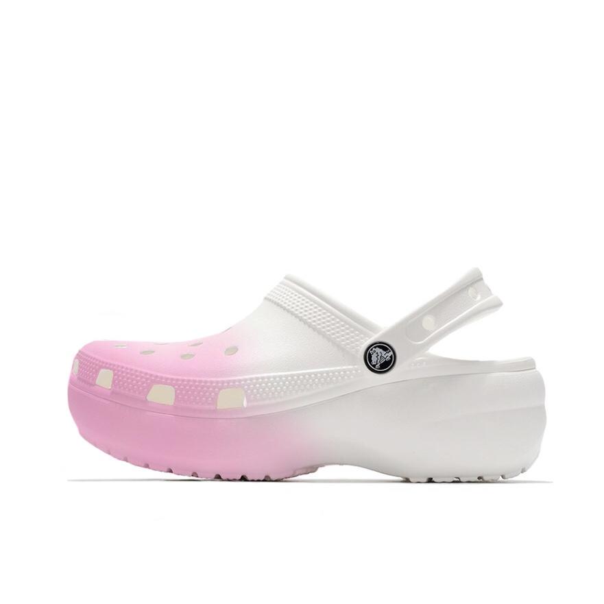 

Crocs Classic Platform Clog Минималистичный Розовый Пляжный Девушка Школьный Стиль ЭВА Универсальные Дырочные Туфли для Мужчин и Женщин Белый Розовый 34-35