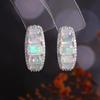 Women's 925 Sterling Silver Jewelry Set Octagonal Opal 6.1CT Natural Gemstones Simple Design Clasp Earrings Rings for Fine Gifts