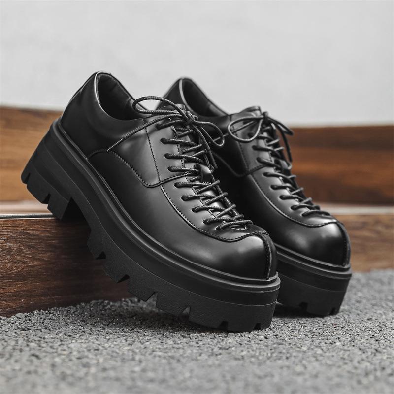 Shoes for Men British Style Thick Sole Casual Derby Shoes High Quality Fashion Comfor Platform Mans Leather Shoes