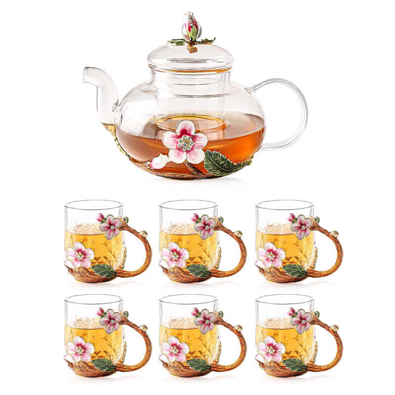 

Shangqi Enamel Plum Blossom Glass Kung Fu Tea Set