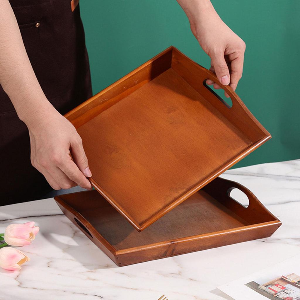 Wooden Serving Tray Party Serving Platter Cake Stand Snack Fruit Plate for Kitchen Table Centerpiece Home