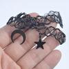Gothic Moon Star Pendant Choker Necklace - Vintage-Inspired, Adjustable Clavicle Elastic Stretchy Chain with Hollow Design Tattoo Charms Jewelry