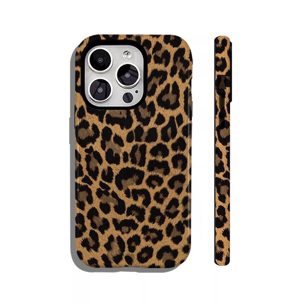 Leopard Print Magnetic 2-in-1 Film Phone Case, Shockproof Cover for IPhone, Huawei, Samsung Phones iPhone 17promax коричневый