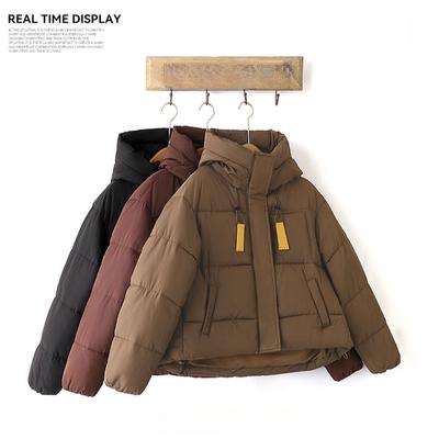 Winter Korean Style Short Cotton Down Jacket with Hood for Women
