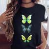 Women's Butterfly Tree Printed Harajuku Summer T-shirt Casual Round Neck Short Sleeve Top T-shirt Fashion Versatile Clothing