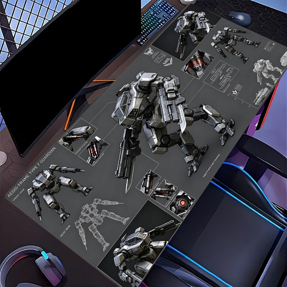 Sci-Fi Mech Rüstung Mecha Bauplan XXL Schreibtischunterlage Futuristische Gewehr Raumschiff Groß Rutschfest Gummi Tastatur Gaming Büro Mauspads