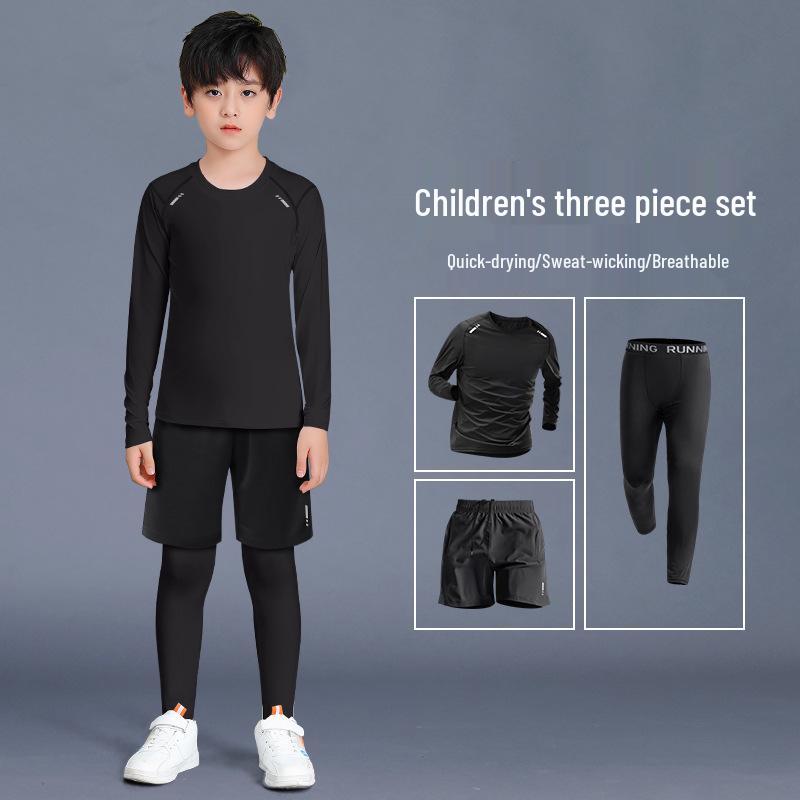 Autumn Quick-Drying Sports Suit: Boys' Basketball & Football Training Outfit with Tight-Fitting Winter Fitness Clothes for Teens