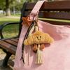 Cute Plush Keychain with Face Soft Fluffy Croissant Baguette Pendant Smiling Bread Bag Charm