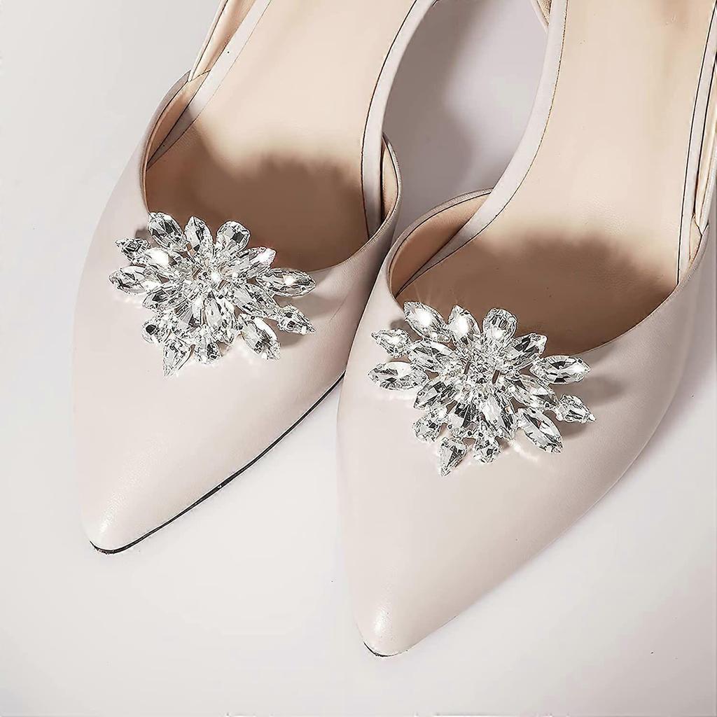 2 Pcs Shoe Clips Charms for Women, Fashionable and Beautiful Crystal Rhinestone