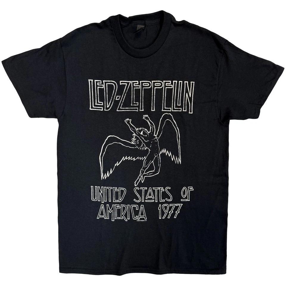 

Футболка Led Zeppelin Тур по США 77 Официальная мужская Черная Мерч Классический Рок США 1977 4XL