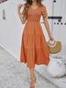 2024 Women Summer V Neck Short Sleeve Solid Color Dress European American Style Diyun Spring Fashion