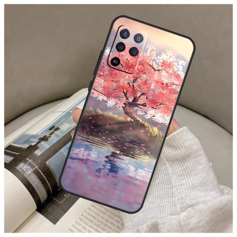 Cherry Blossom For OPPO A77 A57 A17 A54 A74 A94 A15 A16 A52 A72 A91 A93 A57s A76 A96 A5 A9 A31 A53 Case