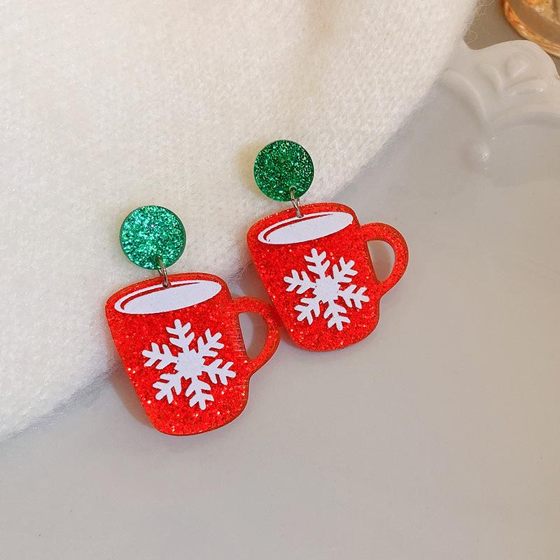 Silver Needle Snowflake & Snowman Alpaca Holiday Stud Earrings - Sweet Fashion Trend