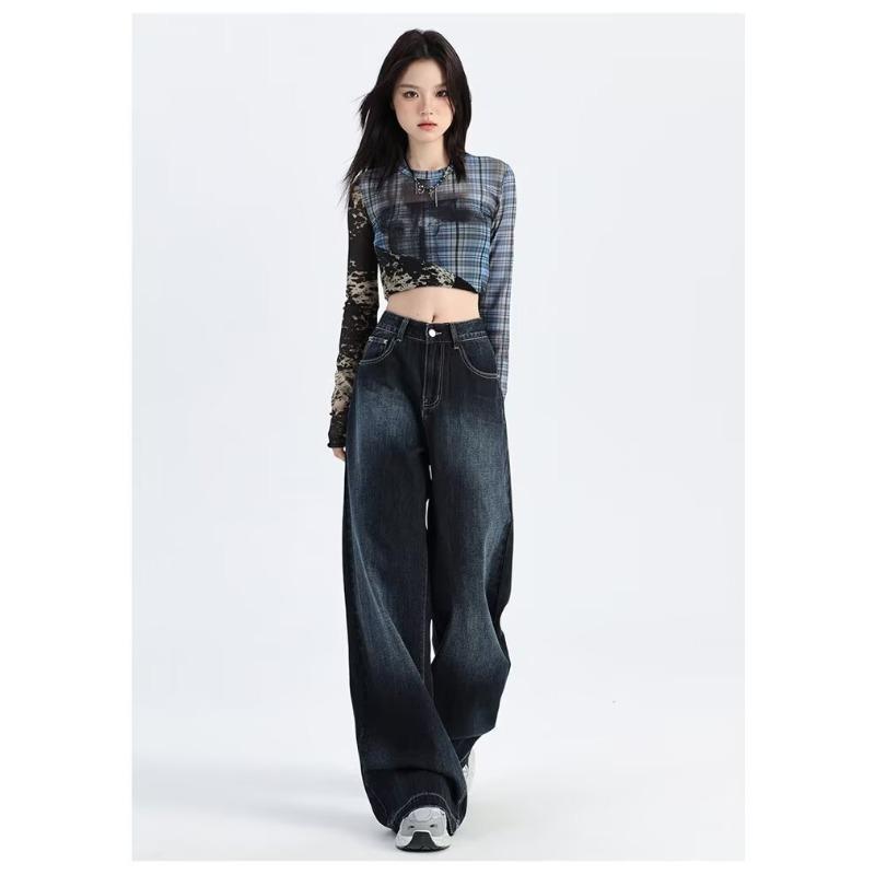 Autumn Winter High Waist Wide Leg Jeans Women Loose Casual Vintage Denim Pants All-match Straight Trousers