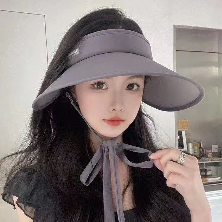Sun protection cap Foldable sun hat Outdoor riding women's large brim Empty top cycling sun protection fisherman sun hat