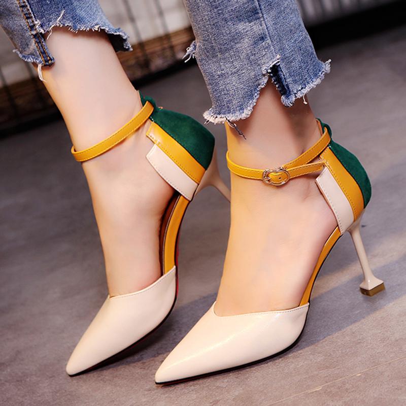 Fashion fashion women pumps spring summer high heels red platform sexy women shoes retro pointed toe office & career women sheos ghj8