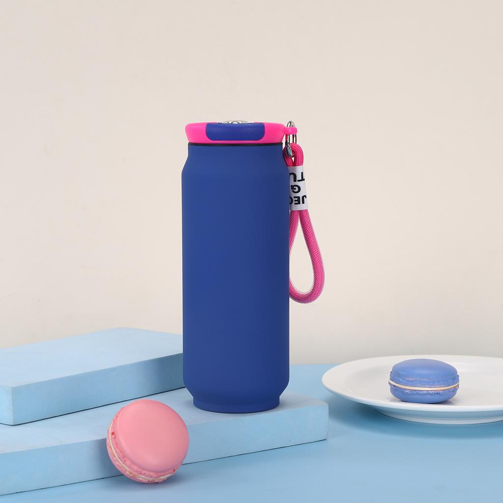 500ml Matte 304 Stainless Steel Water Bottle, Insulated Can-Style Flask with Carry Lanyard for Outdoor