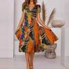 Long Dress Casual V-neck Pendulum Bohemian Short-sleeved Dress