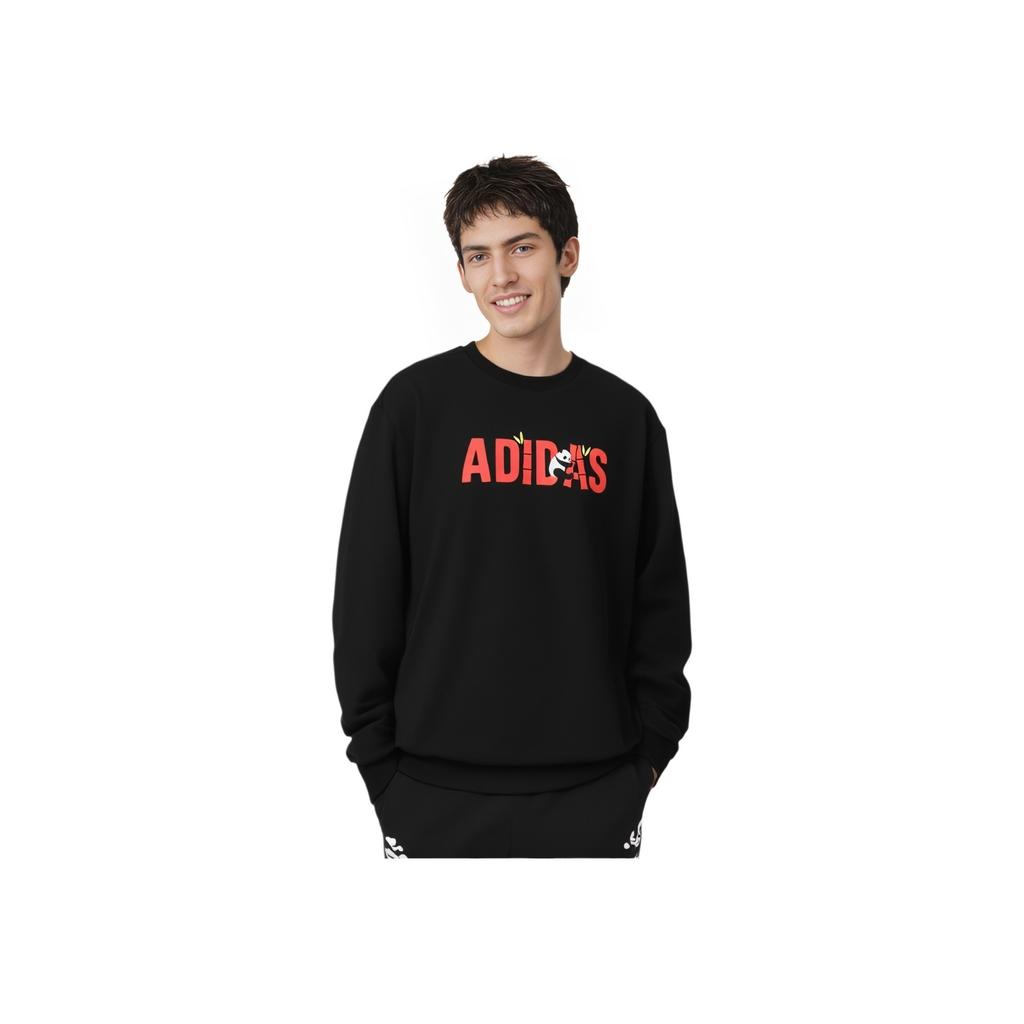Adidas Letter Round Neck Pullover Comfortable Long Sleeve Sweatshirt Men Sweatshirt Black KA1498