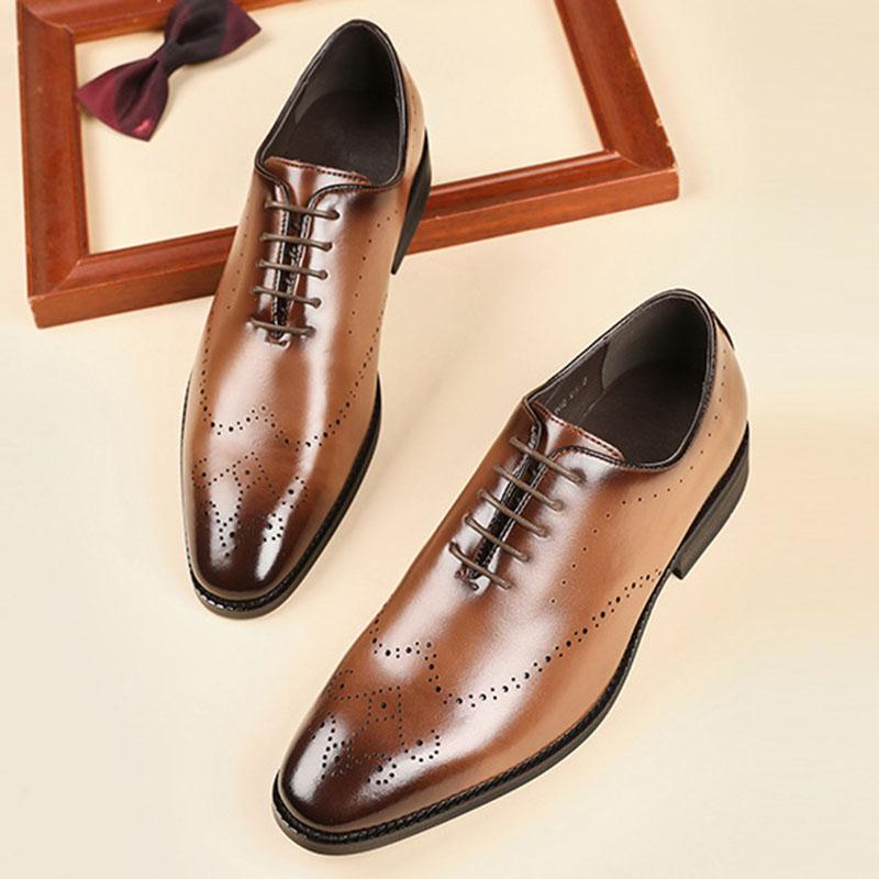 Fashion Fashion Men's Charm Black Brown Lace Up Business Brogues Shoes Flats Male Homecoming Wedding Dress Footwear Zapatillas Hombre