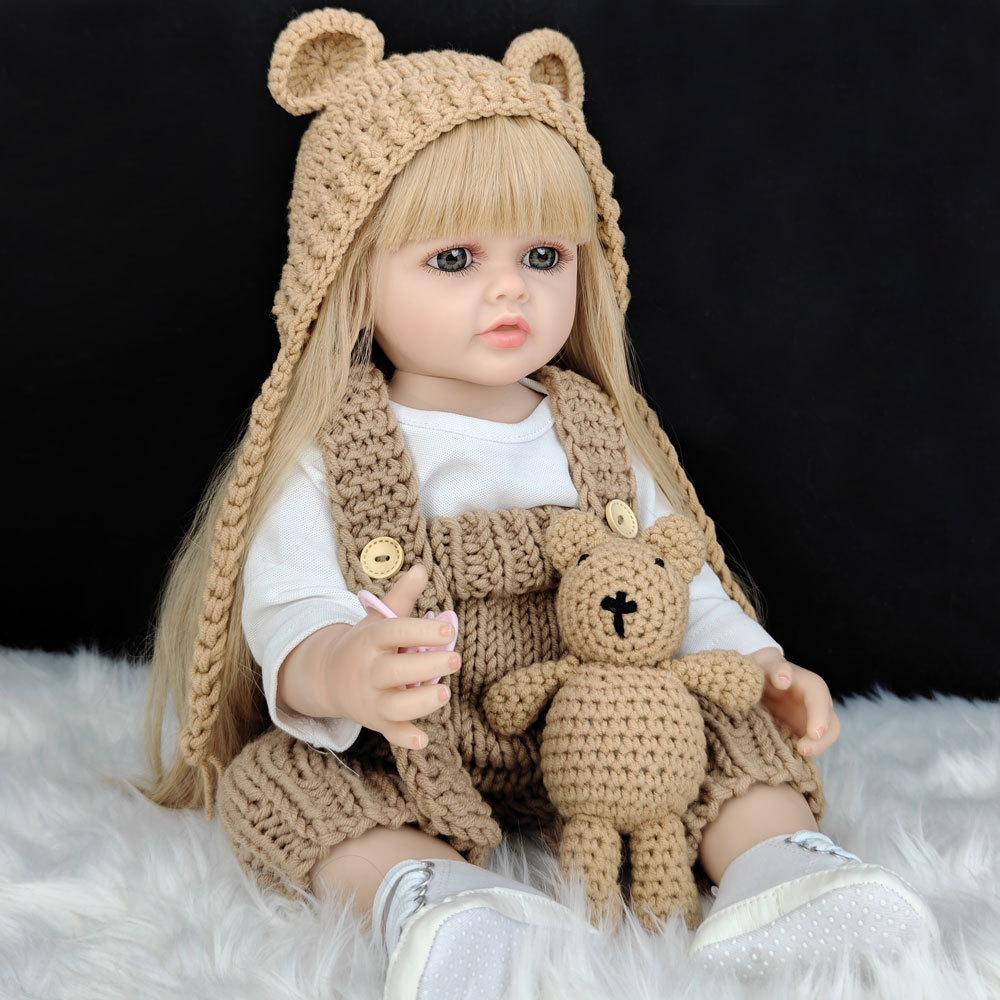 55CM Full Body Soft Silicone Reborn Toddler Doll Lifelike Soft Touch High Quality Doll Gifts for Children home Birthday Christmas gifts