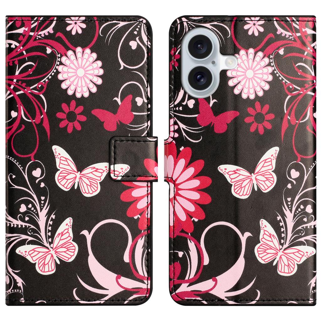 For iPhone 16 Plus Wallet Case Pattern Print PU Leather Flip Phone Cover
