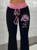 VIONA Hip-Hop Streetwear Hose Damen Y2K Gothic Kordelzug Hose Frühling Herbst Klassische Mode Rosa-schwarz Patchwork Bootcut Hose