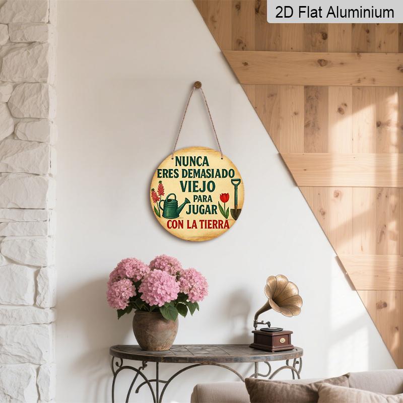 2D Flat Aluminum French Garden-Themed Wall Art, Rustic Country Style, 7.87 Inches × 7.87 Inches, Holiday Gift, Suitable for Homes, Studios, Cafés
